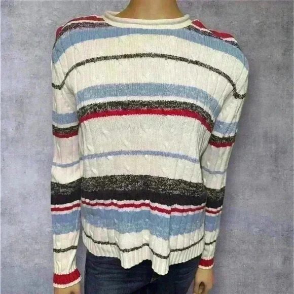 Karen Scott stripe women’s holiday long sleeve sweater size PS - Picture 1 of 12